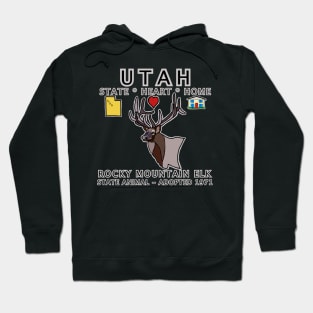 Utah - Rocky Mountain Elk - State, Heart. Home - state symbols Hoodie